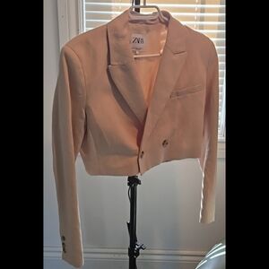 Zara cropped linen blazer